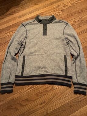 lululemon athletica Light Gray Crewneck Half-Placket Sweater with Dark Trim